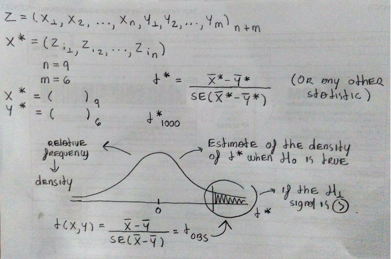 A representation of a permutation test.